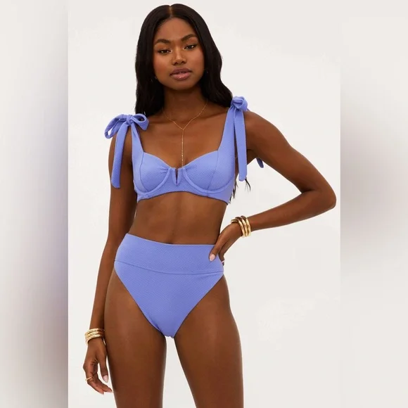 (取寄) ビーチライオット レディース ブレア トップ Beach Riot women Blair Top Periwinkle Waffle BEACH RIOT Blair Top Periwinkle Waffle, Size Small, $128